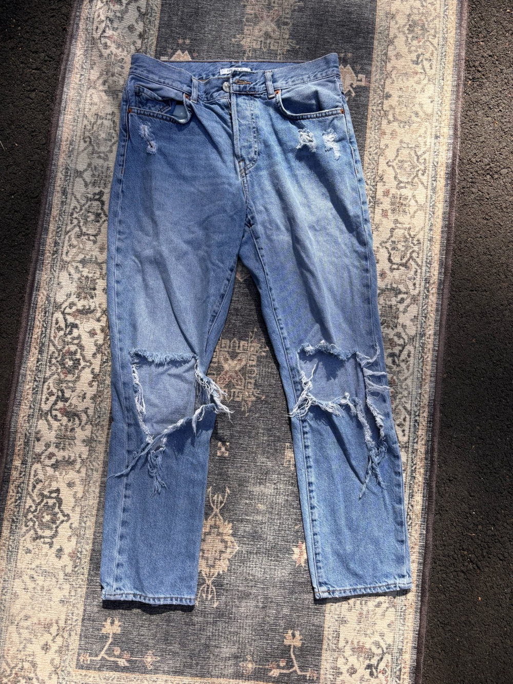 Forever 21 Light Blue Ripped Boyfriend Jeans